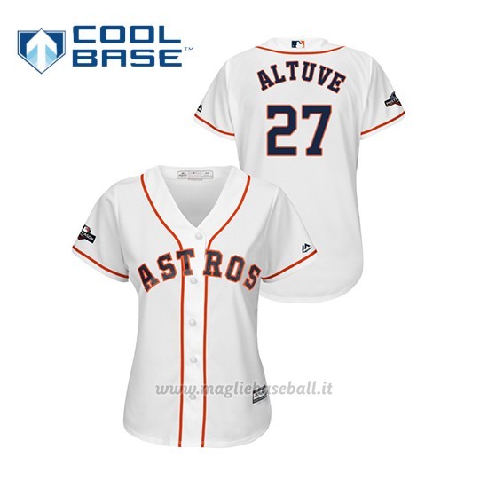 Maglia Baseball Donna Houston Astros 27 Jose Altuve 2019 Postseason Cool Base Bianco